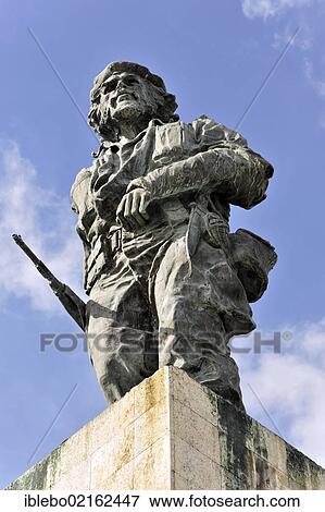 Stock Photo - Memorial to Ernesto Che Guevara, 6 metre tall bronze statue, Santa Clara, Cuba, Greater Antilles, Caribbean, Central America, America, North America. Fotosearch