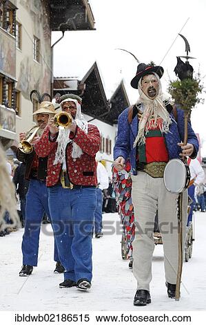 Men dressed in traditional carnival costumes, carnival parade, Maschkera, Mittenwald, Werdenfelser Land, Upper Bavaria, Germany, Europe View Large Photo Image Stock Photography - Men dressed in traditional carnival costumes, carnival parade, Maschkera, Mittenwald, Werdenfelser Land, Upper Bavaria, Germany, Europe. Fotosearch