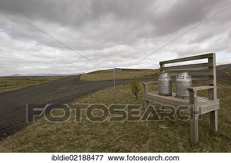 Milk jugs waiting for collection, Keldur, Southwest Iceland, Iceland, Northern Europe, Europe View Large Photo Image Stock Photo - Milk jugs waiting for collection, Keldur, Southwest Iceland, Iceland, Northern Europe, Europe. Fotosearch