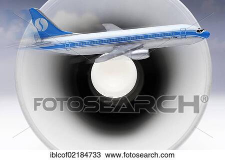 Miniature airplane in front of a megaphone, symbolic image for aircraft noise View Large Photo Image Stock Image - Miniature airplane in front of a megaphone, symbolic image for aircraft noise. Fotosearch