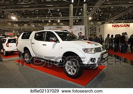Stock Photo - Mitsubishi L200 off-road vehicle on display at the Vienna Auto Show 2012, car show, Vienna, Austria, Europe. Fotosearch