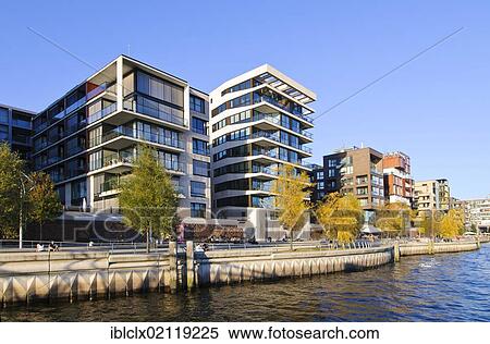 Modern residential buildings on Am Kaiserkai street, Hafencity district, Hamburg, Germany, Europe View Large Photo Image Stock Photography - Modern residential buildings on Am Kaiserkai street, Hafencity district, Hamburg, Germany, Europe. Fotosearch