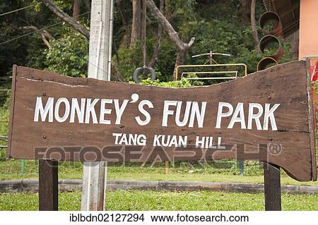 Picture - Monkey's Fun Park sign, Songkhla, Thailand, Asia. Fotosearch
