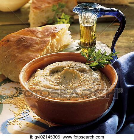 Stock Photography - Moroccan eggplant puree, hot starter, Morocco, Africa. Fotosearch