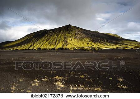 Moss-covered mountains, landscape near Mælifell, Maelifell, Highlands, Iceland, Europe View Large Photo Image Stock Photo - Moss-covered mountains, landscape near Mælifell, Maelifell, Highlands, Iceland, Europe. Fotosearch