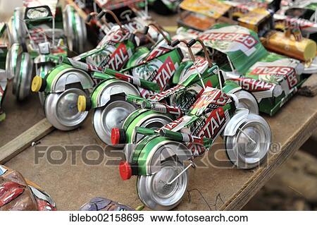 Stock Photography - Motorcycles made from beer cans, souvenirs, market stall, Trinidad, Cuba, Greater Antilles, Caribbean, Central America, America, North America. Fotosearch