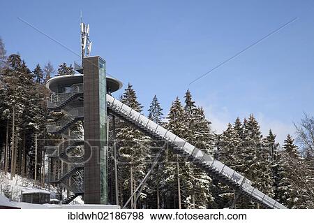 Stock Photo - Muehlenkopfschanze ski jump, Willingen, Waldecker Land region, Upland, Sauerland, Hesse, Germany, Europe, PublicGround, Europe. Fotosearch