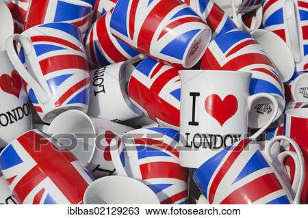 Mugs with lettering "I love London" and the Union Jack flag, London, England, United Kingdom, Europe View Large Photo Image Stock Image - Mugs with lettering "I love London" and the Union Jack flag, London, England, United Kingdom, Europe. Fotosearch