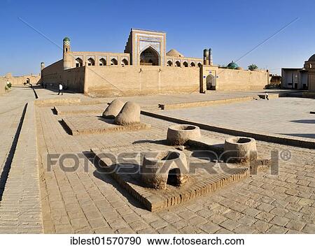 Muhammad Rakhim Chan Madrassah, Ichan Kala, historic adobe town of Khiva, Chiva, Silk Road, Unesco World Heritage Site, Uzbekistan, Central Asia, Asia View Large Photo Image Stock Image - Muhammad Rakhim Chan Madrassah, Ichan Kala, historic adobe town of Khiva, Chiva, Silk Road, Unesco World Heritage Site, Uzbekistan, Central Asia, Asia. Fotosearch