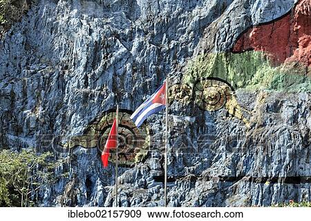 Stock Photo - Mural de la Prehistoria, wall paintings from 1961, prehistoric wall, Vinales, UNESCO World Heritage Site, Province of Pinar del Rio, Cuba, Greater Antilles, Caribbean, Central America, America, North America. Fotosearch