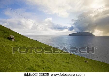 Mykines Island on the horizon, Faroe Islands, island group in the North Atlantic, Denmark, Northern Europe, Europe View Large Photo Image Stock Photography - Mykines Island on the horizon, Faroe Islands, island group in the North Atlantic, Denmark, Northern Europe, Europe. Fotosearch