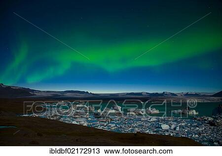 Northern lights over the glacier lagoon of Joekulsárlón, Vatnajoekull Glacier, Austurland, East Iceland, Iceland, Europe View Large Photo Image Stock Image - Northern lights over the glacier lagoon of Joekulsárlón, Vatnajoekull Glacier, Austurland, East Iceland, Iceland, Europe. Fotosearch
