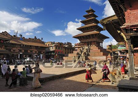 Stock Photograph - Nyatapola Pagoda, Taumadhi square, Bhaktapur, Kathmandu Valley, Nepal, Asia. Fotosearch