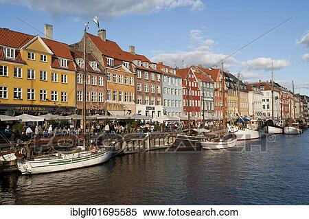 Stock Photography - Nyhavn, bar district on the port canal, Copenhagen, Denmark, Europe. Fotosearch