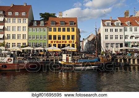 Stock Photography - Nyhavn, Nyhavn 17, bar district on the port canal, Copenhagen, Denmark, Europe. Fotosearch