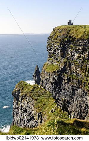 Stock Photo - O'Briens Tower, Cliffs of Moher, County Clare, Ireland, Europe. Fotosearch