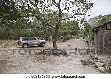 Stock Image - Off-road vehicle from a German development organization in Terabona, northeastern highlands, Nicaragua, Central America, North America. Fotosearch