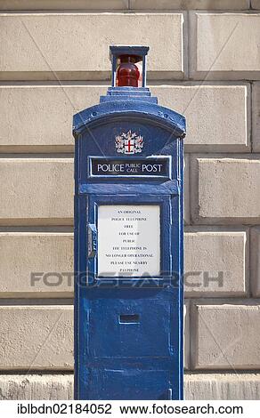 Stock Image - Old police public call post, City of London, England, United Kingdom, Europe. Fotosearch