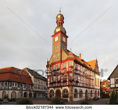 Old town hall, built in 1715, Marktplatz square, Lorsch, Bergstrasse district, Hesse, Germany, Europe View Large Photo Image Picture - Old town hall, built in 1715, Marktplatz square, Lorsch, Bergstrasse district, Hesse, Germany, Europe. Fotosearch