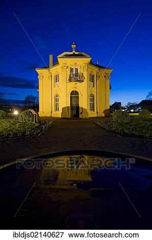 Stock Photo - Pagodenburg of Countess Augusta at dusk, built by the court architect Michael Rohrer, Rastatt, Baden-Wuerttemberg, Germany, Europe. Fotosearch