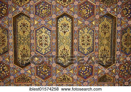 Painted ceiling at Emir Khudayar Khan Palace, Kokand, Khoqand, Fergana Valley, Silk Road, Uzbekistan, Central Asia, Asia View Large Photo Image Stock Photo - Painted ceiling at Emir Khudayar Khan Palace, Kokand, Khoqand, Fergana Valley, Silk Road, Uzbekistan, Central Asia, Asia. Fotosearch