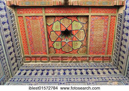 Painted ceiling at Tash Khauli Palace, historic town Ichan Kala, Chiva, Khiva, Unesco World Heritage Site, Silk Road, Uzbekistan, Central Asia, Asia View Large Photo Image Picture - Painted ceiling at Tash Khauli Palace, historic town Ichan Kala, Chiva, Khiva, Unesco World Heritage Site, Silk Road, Uzbekistan, Central Asia, Asia. Fotosearch