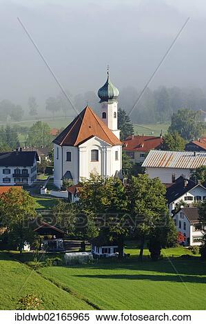 Stock Photography - Parish Church of St. Clement, Eschenlohe, Upper Bavaria, Bavaria, Germany, Europe. Fotosearch