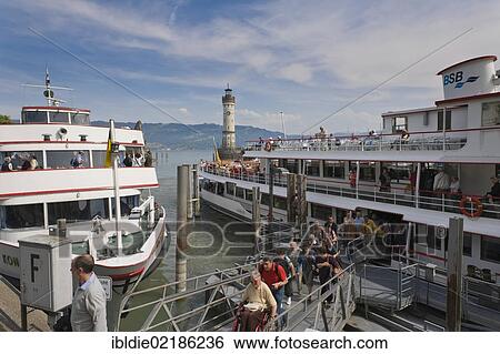 Passengers disembarking a cruise vessel, Lindau, Lake Constance, Baden-Wuerttemberg, southern Germany, Germany, Europe View Large Photo Image Stock Photograph - Passengers disembarking a cruise vessel, Lindau, Lake Constance, Baden-Wuerttemberg, southern Germany, Germany, Europe. Fotosearch
