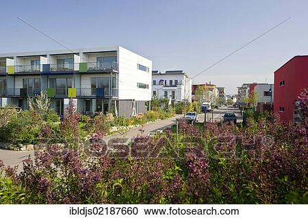 Passive houses, Rieselfeld district, Freiburg im Breisgau, Baden-Wuerttemberg, Germany, Europe View Large Photo Image Stock Image - Passive houses, Rieselfeld district, Freiburg im Breisgau, Baden-Wuerttemberg, Germany, Europe. Fotosearch