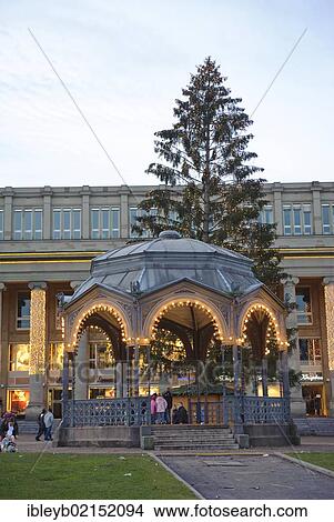 Pavilion opposite the Koenigsbaupassagen shopping arcades with a Christmas tree and Christmas lighting on New Year's Day, Stuttgart, Baden-Wuerttemberg, Germany, Europe View Large Photo Image Picture - Pavilion opposite the Koenigsbaupassagen shopping arcades with a Christmas tree and Christmas lighting on New Year's Day, Stuttgart, Baden-Wuerttemberg, Germany, Europe. Fotosearch