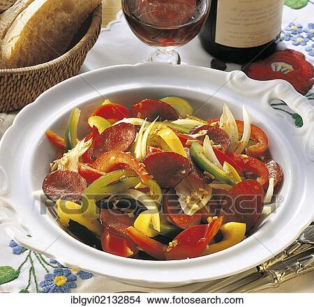 Pepper salad with cabanossi, Hungary, Europe View Large Photo Image Picture - Pepper salad with cabanossi, Hungary, Europe. Fotosearch