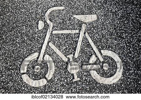 Pictogram "bicycle" on a cycle path View Large Photo Image Stock Photo - Pictogram "bicycle" on a cycle path. Fotosearch