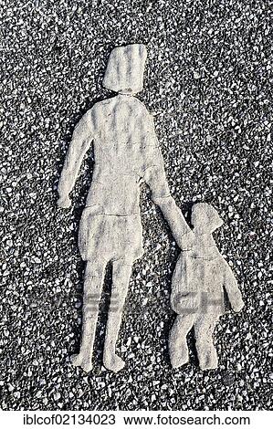 Pictogram, mother with a child on a pavement View Large Photo Image Stock Image - Pictogram, mother with a child on a pavement. Fotosearch