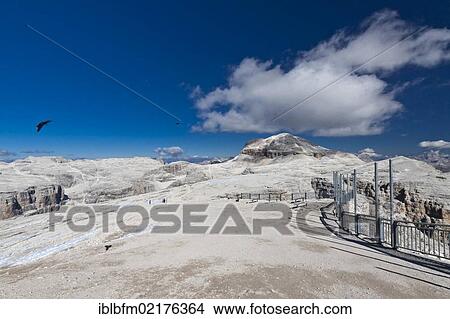 Picture - Piz Boé, 3152m, view from Sass Pordoi, Sella group, Sella Ronda, Dolomites, Italy, Europe. Fotosearch