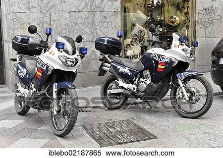 Policia, police motorcycles from Honda, Centro, historic town centre, Madrid, Spain, Europe View Large Photo Image Stock Photography - Policia, police motorcycles from Honda, Centro, historic town centre, Madrid, Spain, Europe. Fotosearch