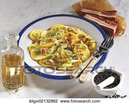Potato salad with bacon, Germany, Europe View Large Photo Image Stock Image - Potato salad with bacon, Germany, Europe. Fotosearch