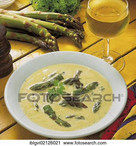 Stock Image - Provencal asparagus soup, France, Europe. Fotosearch