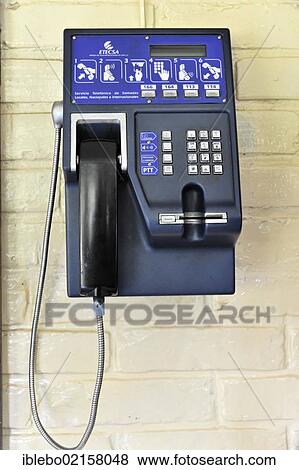 Stock Photo - Public telephone, Vinales, Valle de Vinales, Province of Pinar del Rio, Cuba, Greater Antilles, Caribbean, Central America, America, North America. Fotosearch