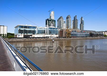 Stock Image - Puerto Madero and Puente de la Mujer, Buenos Aires, Argentina, South America. Fotosearch