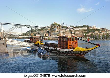 Stock Photo - Rabelo boat, Porto, Unesco World Heritage Site, Portugal, Europe. Fotosearch