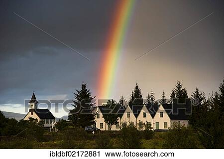 Rainbow over the Church of Þingvellir, Thingvellir, Golden Circle, Suðurland, Sudurland, Southern Iceland, Iceland, Europe View Large Photo Image Stock Image - Rainbow over the Church of Þingvellir, Thingvellir, Golden Circle, Suðurland, Sudurland, Southern Iceland, Iceland, Europe. Fotosearch