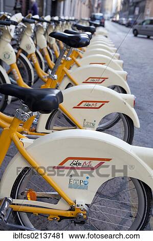 Rental bikes, Milan, Italy, Europe View Large Photo Image Stock Image - Rental bikes, Milan, Italy, Europe. Fotosearch