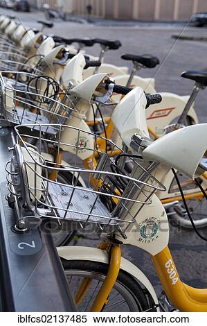 Stock Photography - Rental bikes, Milan, Italy, Europe. Fotosearch