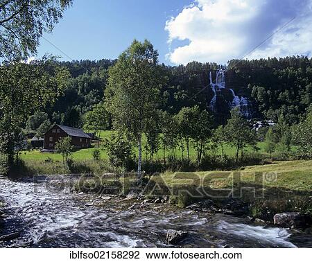 River landscape at Tvindevoss Waterfall near Voss, Hordaland, Norway, Scandinavia, Europe View Large Photo Image Stock Image - River landscape at Tvindevoss Waterfall near Voss, Hordaland, Norway, Scandinavia, Europe. Fotosearch