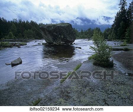 Picture - Rocky landscape along the Otra River in Setesdal, Aust-Agder, Norway, Scandinavia, Europe. Fotosearch