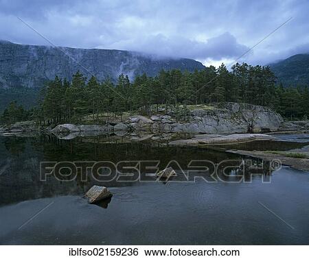 Stock Photograph - Rocky landscape along the Otra River in Setesdal, Aust-Agder, Norway, Scandinavia, Europe. Fotosearch