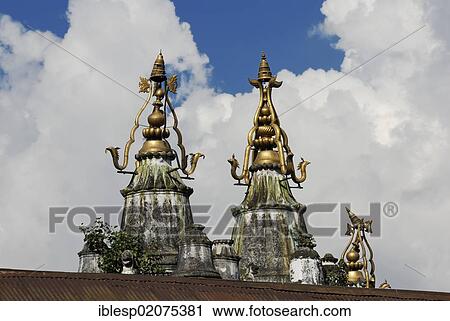 Stock Image - Roof decoration, Pashupatinath, Kathmandu, Nepal, Asia. Fotosearch