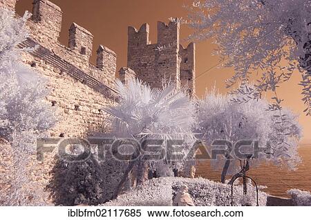 Scaliger Castle, infrared effect, Sirmione, Lake Garda, Italy, Europe View Large Photo Image Stock Photography - Scaliger Castle, infrared effect, Sirmione, Lake Garda, Italy, Europe. Fotosearch