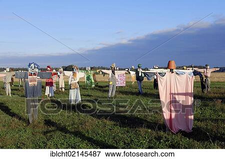 Stock Photo - Scarecrows from of school competition, Lower Saxony, Germany, Europe. Fotosearch