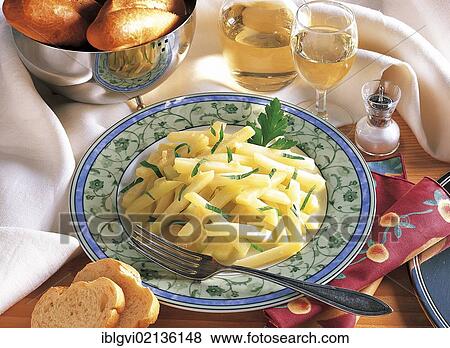 Stock Photo - Schwyzer kohlrabi, cooked gently in butter and broth, vegetables, Switzerland, Europe. Fotosearch